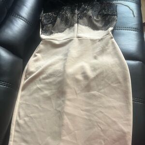 Mystic Strapless Black and Cream Dress